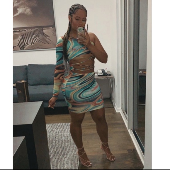 Fashion Nova Feelin' Groovy One Shoulder Mini Dress - Multi Color - Picture 5 of 5